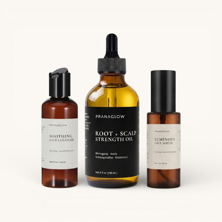 Pranaglow's balance ritual products on a white background