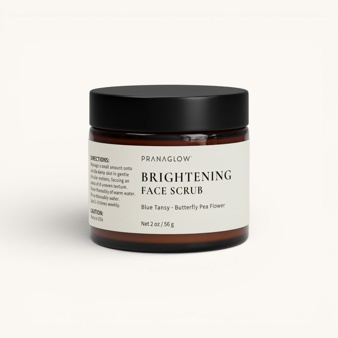 Pranaglow Brightening Face Scrub jar on a white background